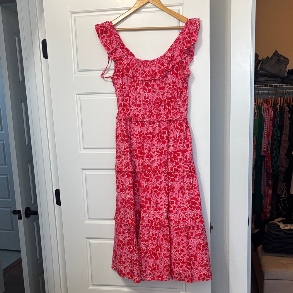 J. Crew Red Floral Midi Dress